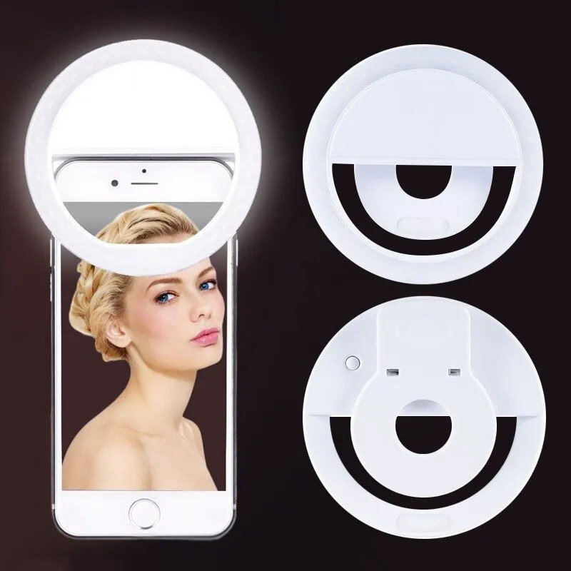 Photography Lighting Description - USB Rechargeable LED Selfie Ring Light