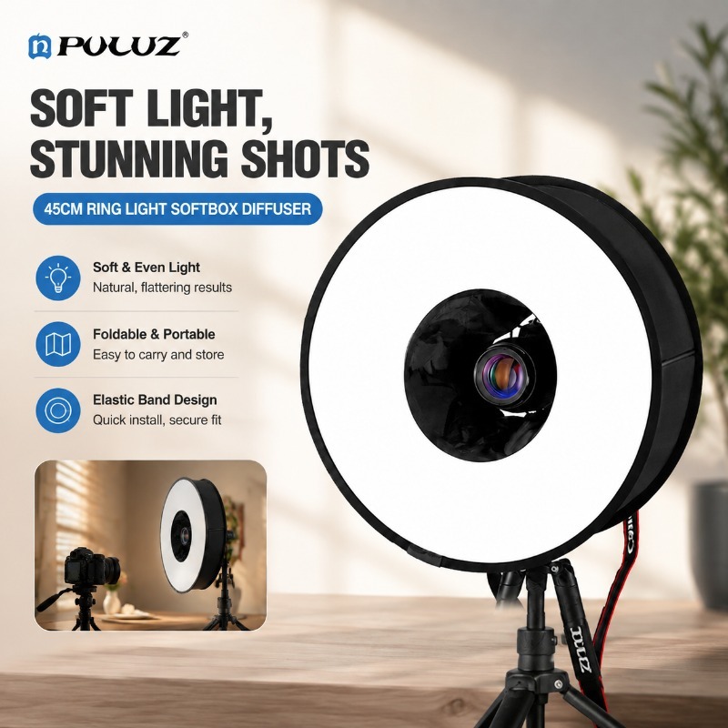 Photography Lighting Modifiers - Foldable 45cm Ring‑flash Soft‑cloth Universal‑type Softbox