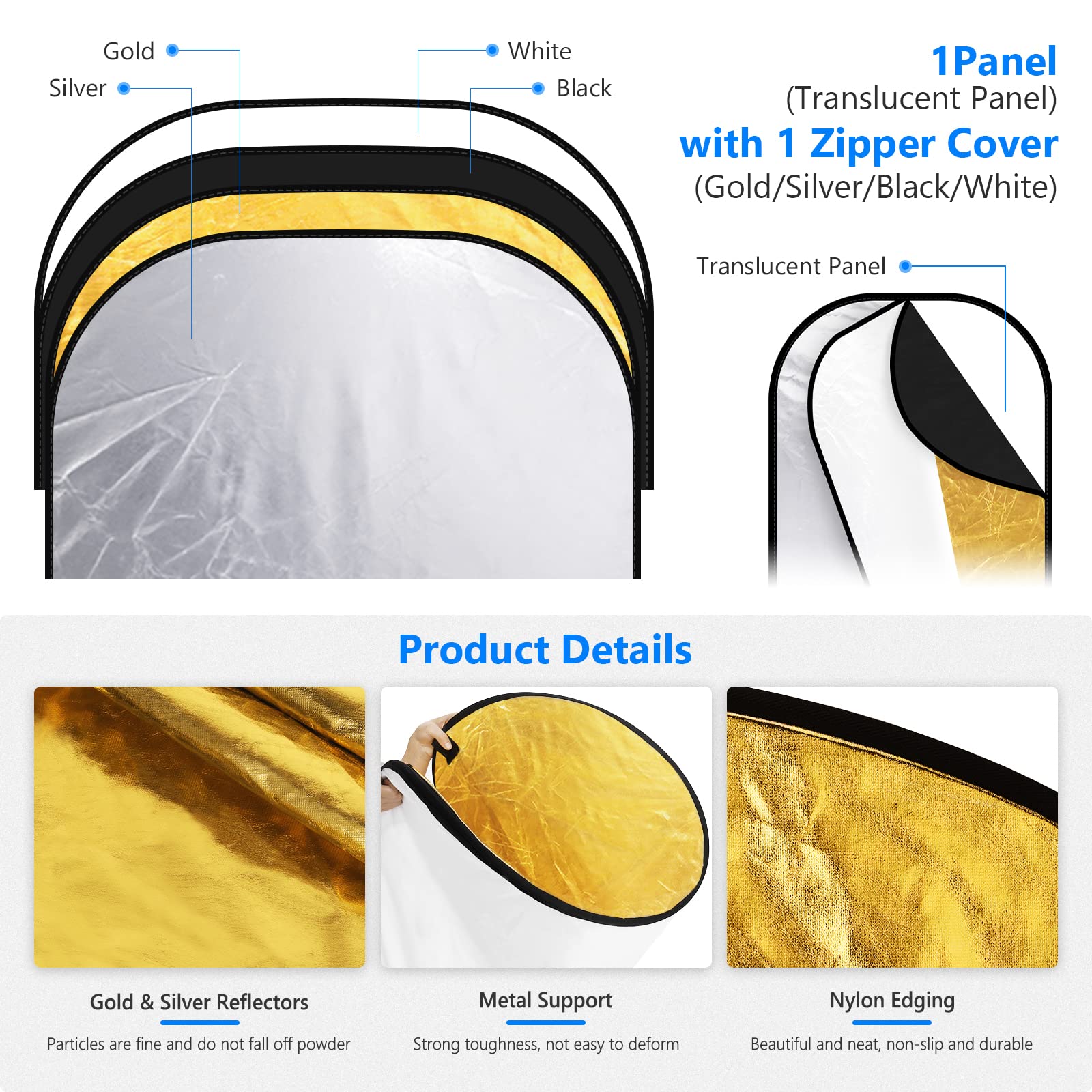 NEEWER Light Reflectors for Ph - Reflector Disc Silver ulasan dan harga
