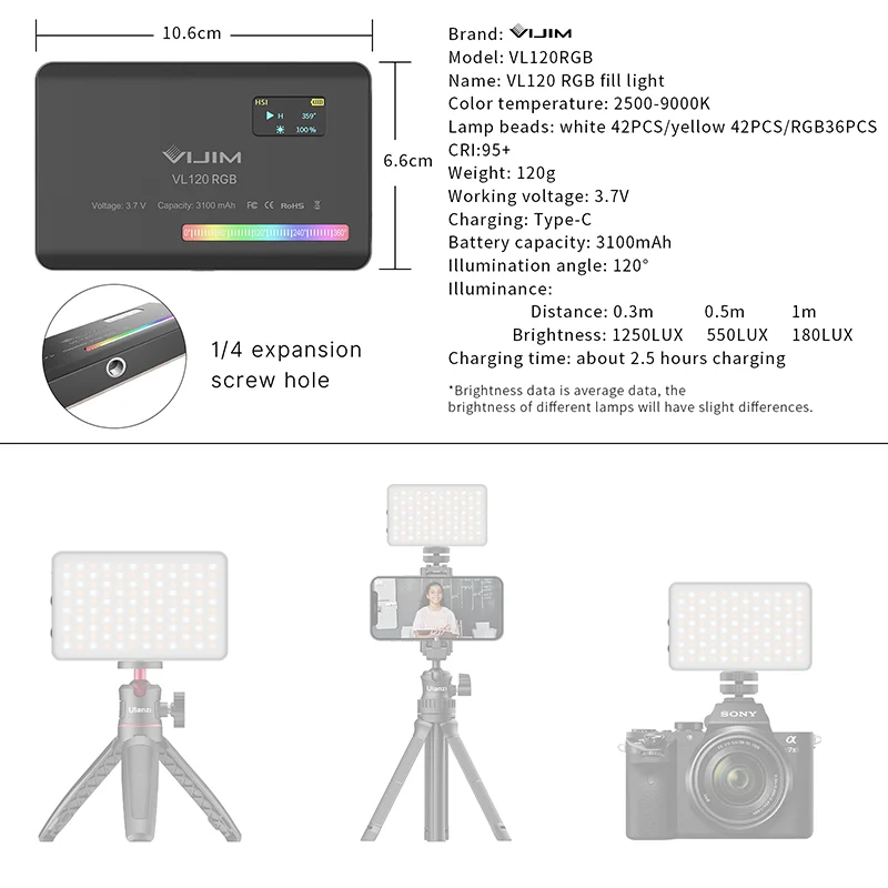 2026 New120 RGB Pocket Fill Li - Photography With Lighting ulasan dan harga