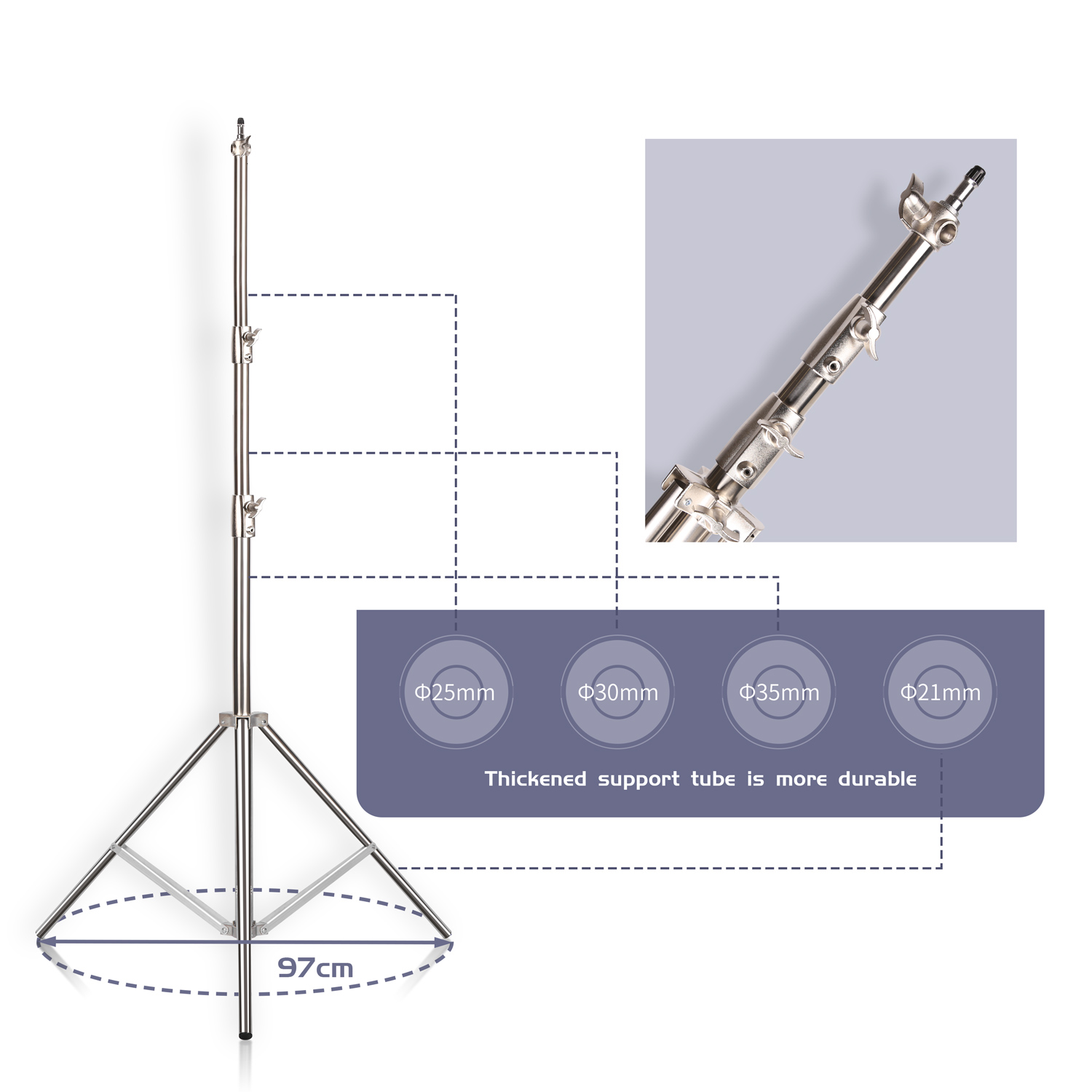 SH 2.8M Stainless Steel Light  - Photography Lighting Description ulasan dan harga
