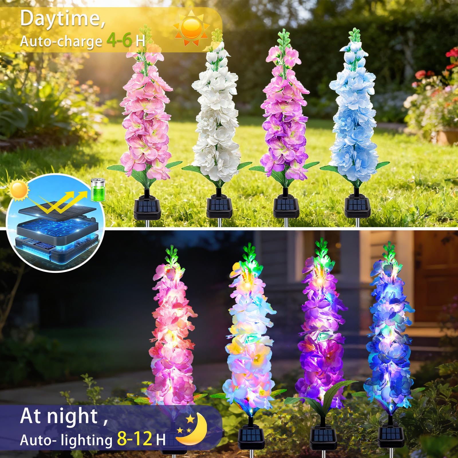 Solar Garden Lights, Solar Del - Flower Photography Led Lighting Pack ulasan dan harga