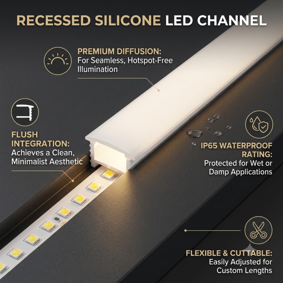 Recessed White Silicone Tube L - Diffusion Material Roll ulasan dan harga