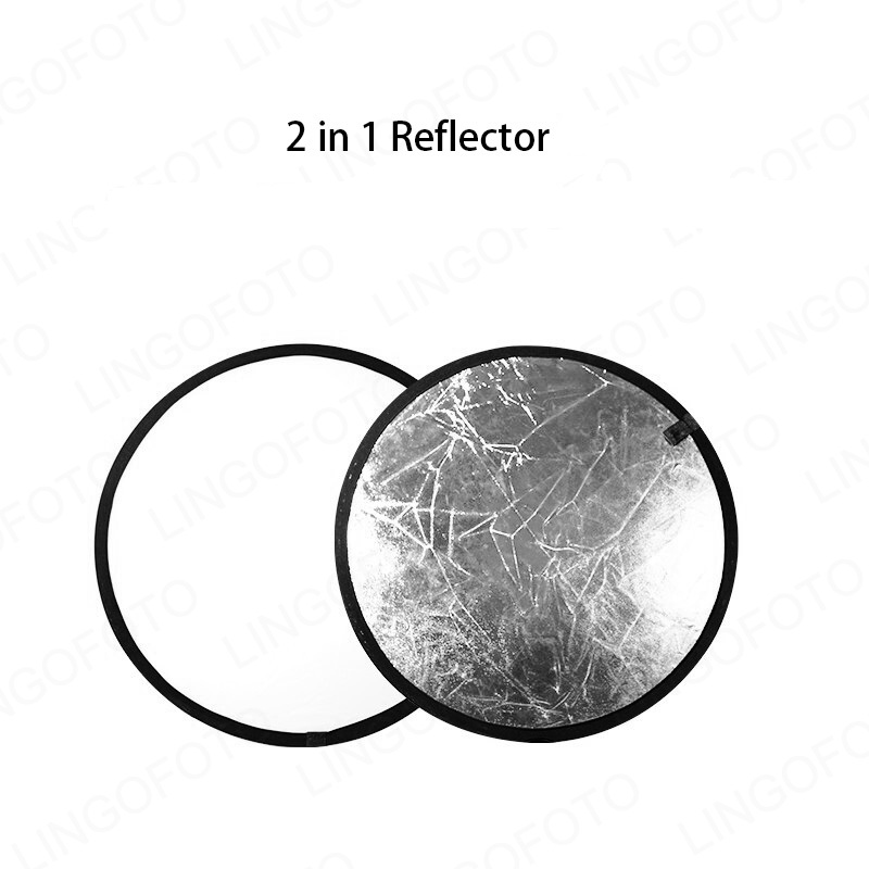 2 in 1 , 40cm Collapsible Roun - Reflector Disc Silver ulasan dan harga